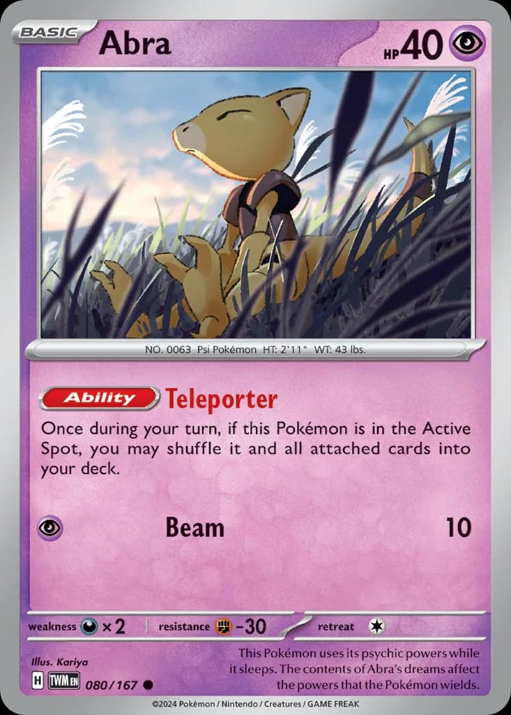 Twilight Masquerade Abra card front, 80/167