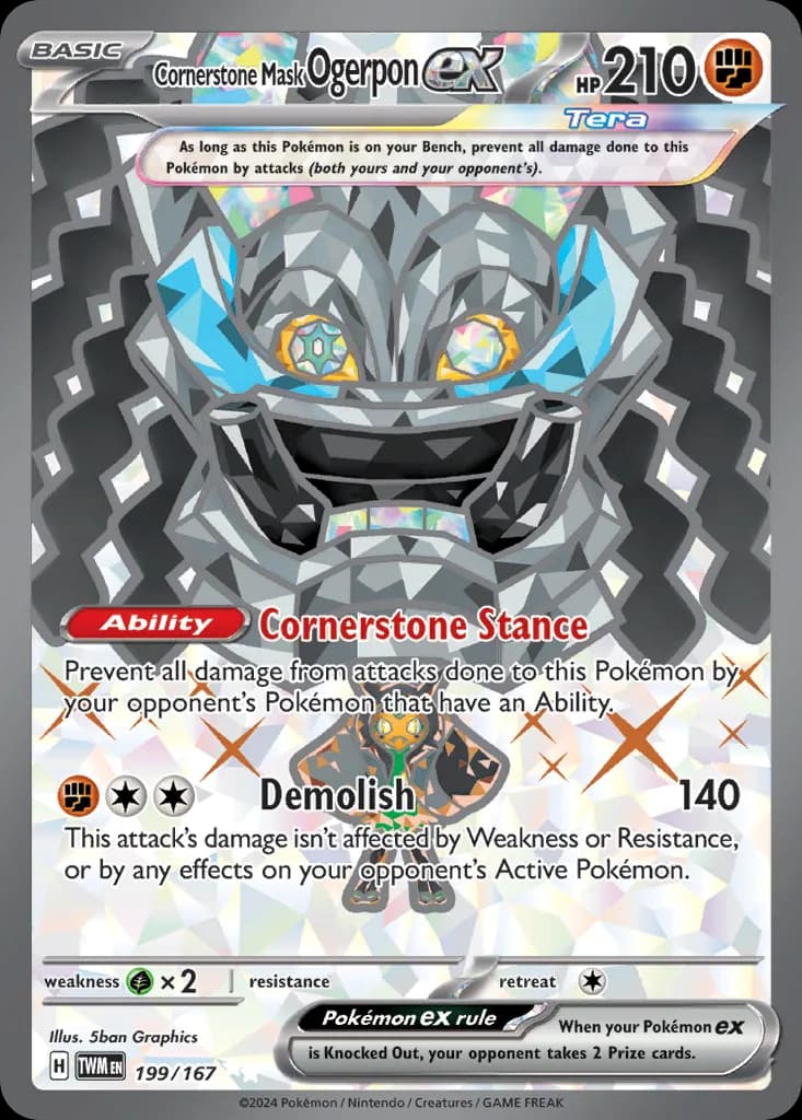 Twilight Masquerade Cornerstone Mask Ogerpon ex card front, 199/167