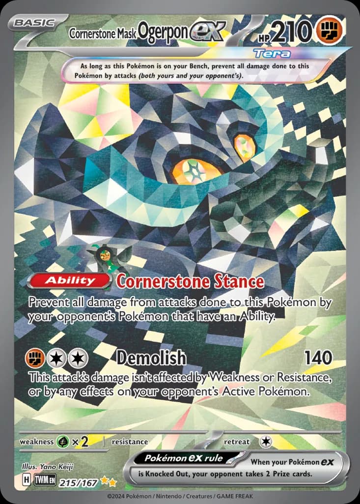 Twilight Masquerade Cornerstone Mask Ogerpon ex card front, 215/167