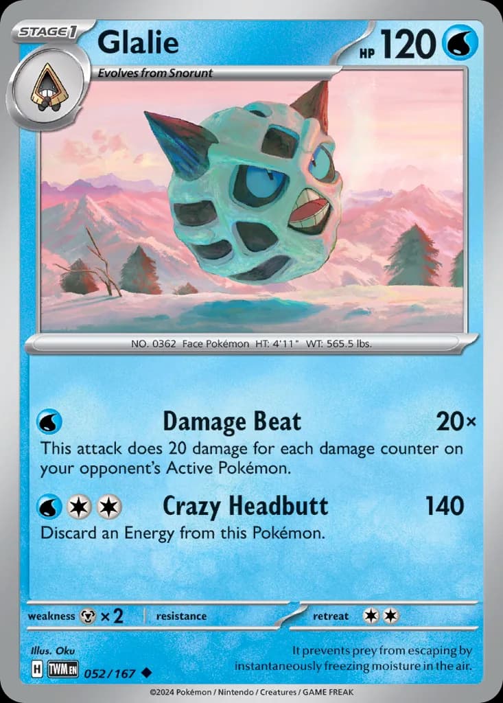 Twilight Masquerade Glalie card front, 52/167