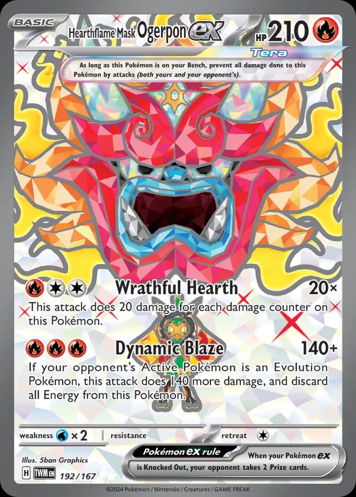 Twilight Masquerade Hearthflame Mask Ogerpon ex card front, 192/167