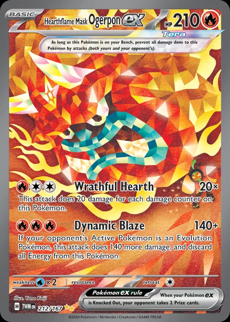 Twilight Masquerade Hearthflame Mask Ogerpon ex card front, 212/167