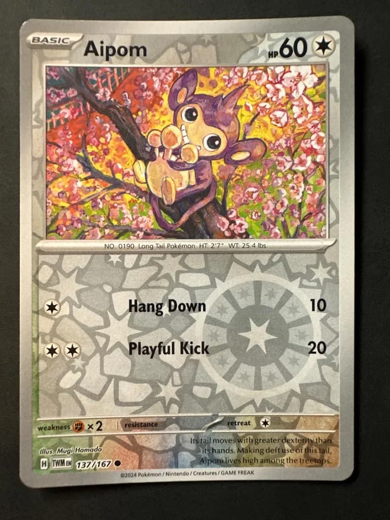 Aipom reverse holo card front, Twilight Masquerade 137/167