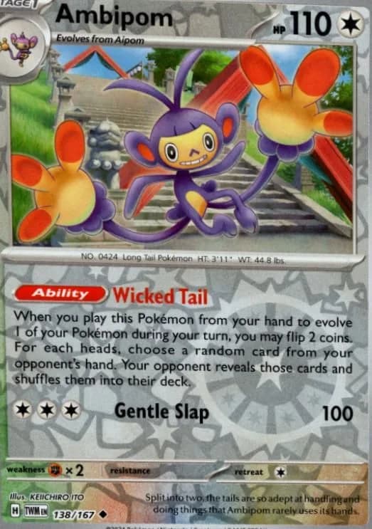 Ambipom reverse holo card front, Twilight Masquerade 138/167