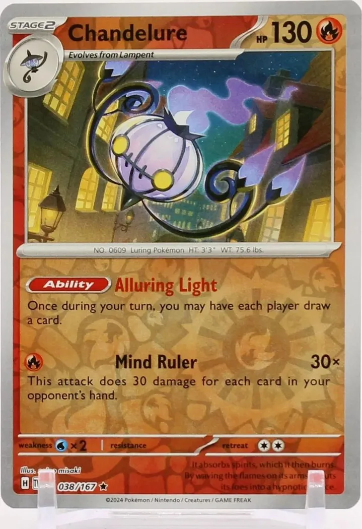 Chandelure reverse holo card front, Twilight Masquerade 38/167