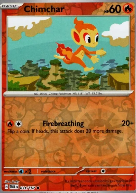 Chimchar reverse holo card front, Twilight Masquerade 31/167