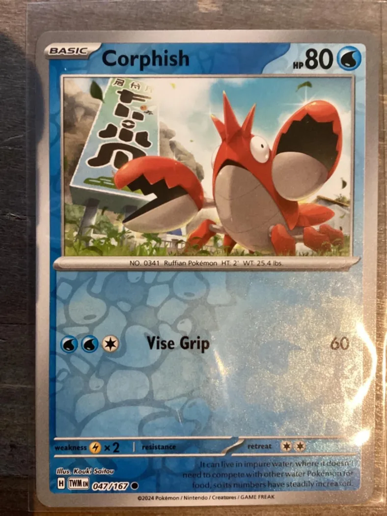 Corphish reverse holo card front, Twilight Masquerade 47/167