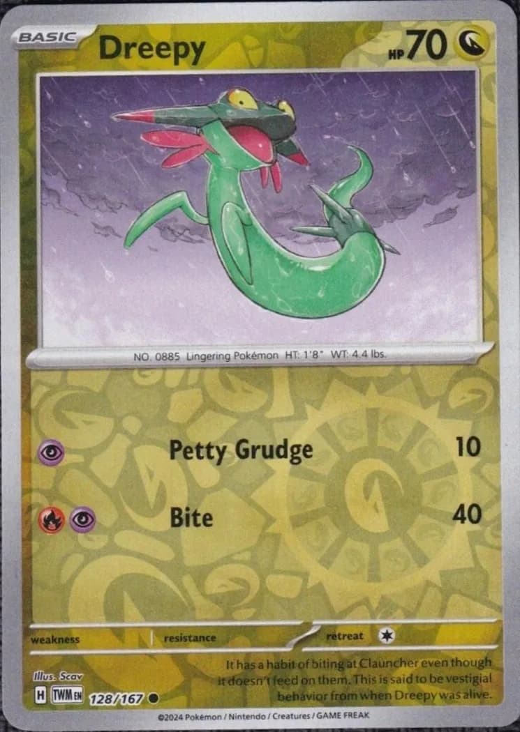 Dreepy reverse holo card front, Twilight Masquerade 128/167