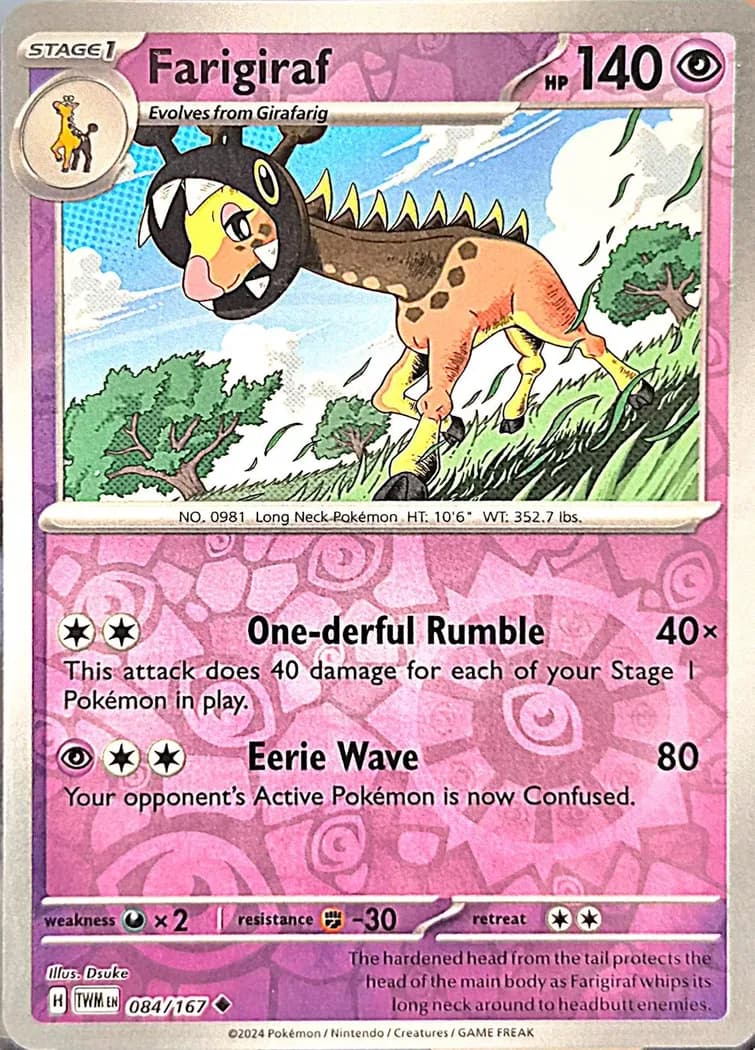 Farigiraf reverse holo card front, Twilight Masquerade 84/167