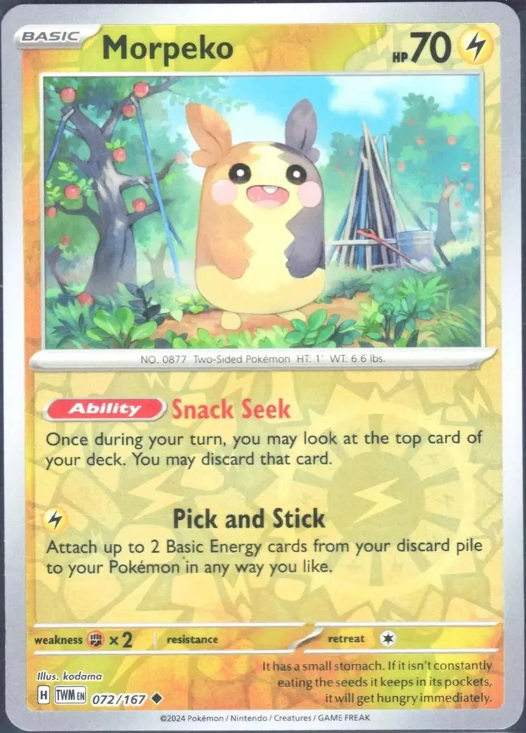 Morpeko reverse holo card front, Twilight Masquerade 72/167