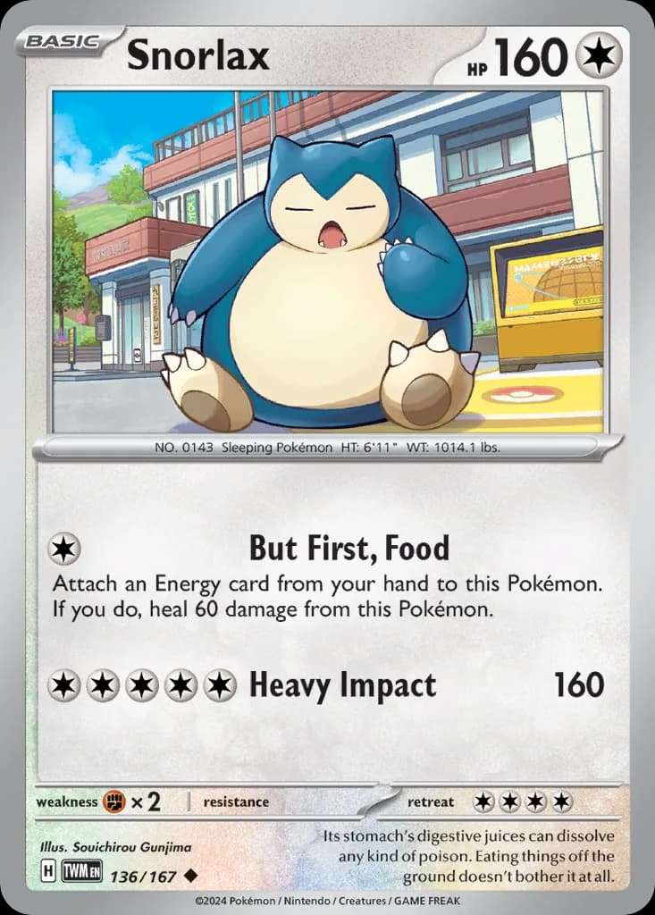 Twilight Masquerade Snorlax card front, 136/167