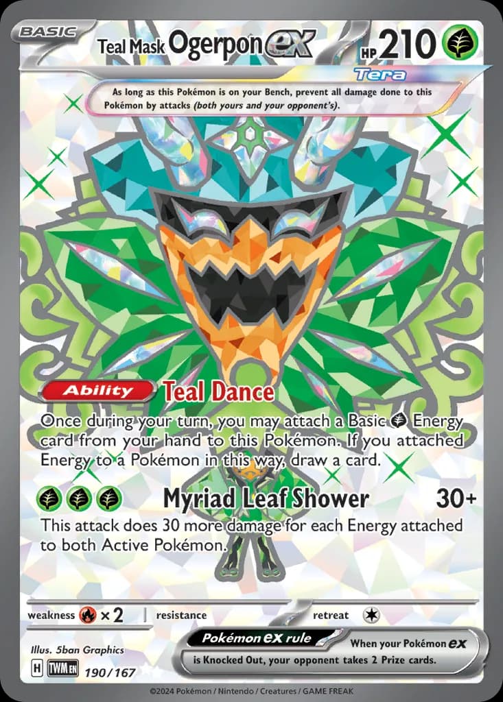 Twilight Masquerade Teal Mask Ogerpon ex card front, 190/167