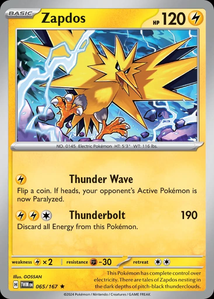 Twilight Masquerade Zapdos card front, 65/167