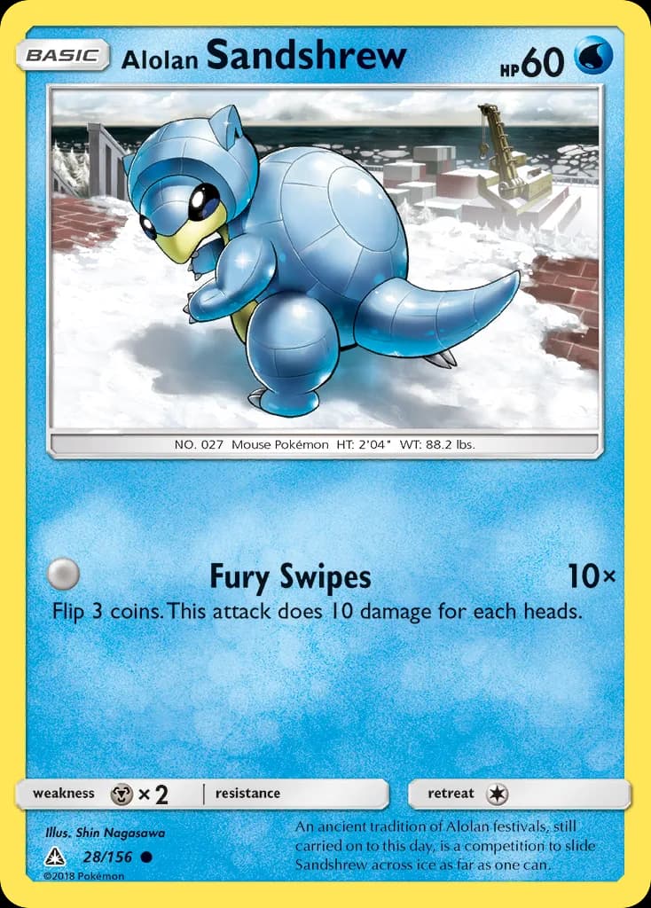 Ultra Prism Alolan Sandshrew card front, 28/156