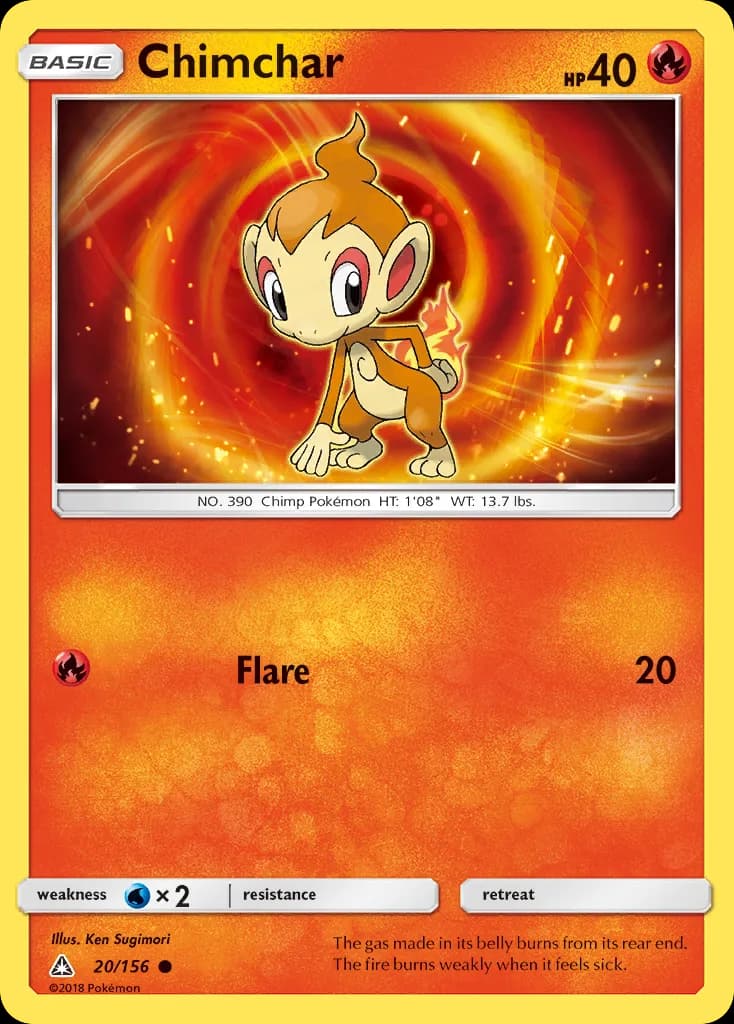 Ultra Prism Chimchar card front, 20/156