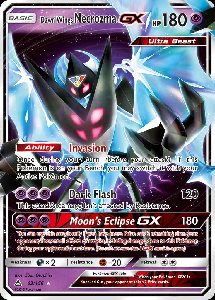 Ultra Prism Dawn Wings Necrozma-GX card front, 63/156