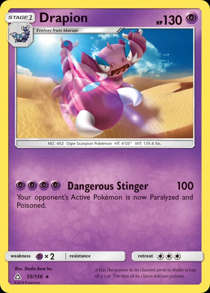 Ultra Prism Drapion card front, 55/156