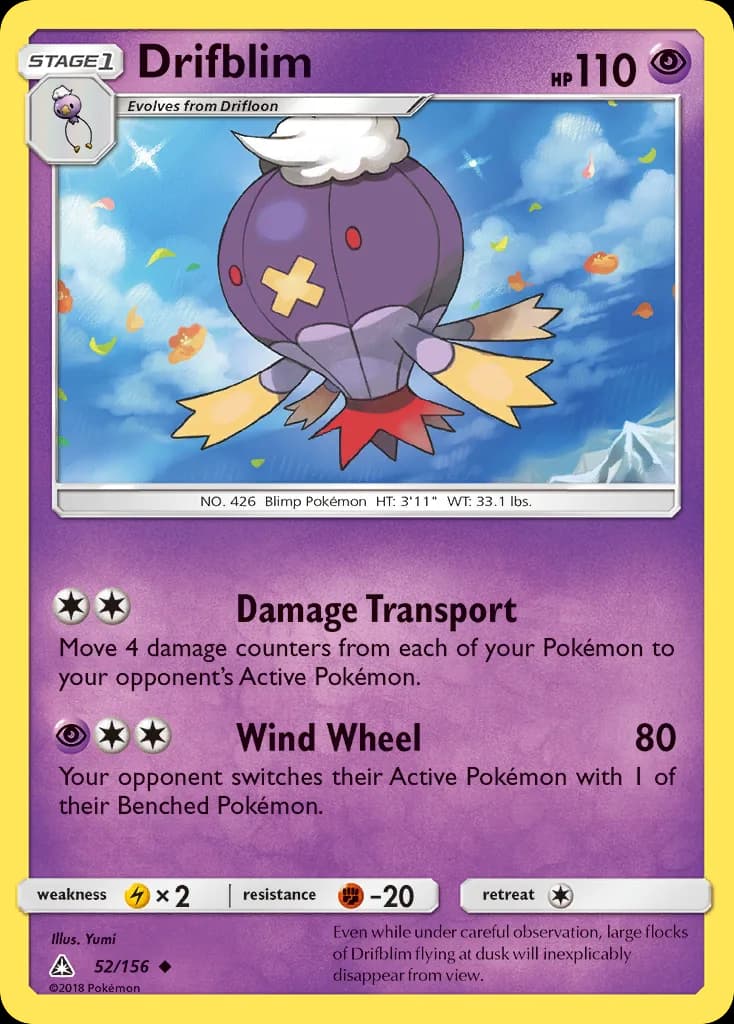 Ultra Prism Drifblim card front, 52/156