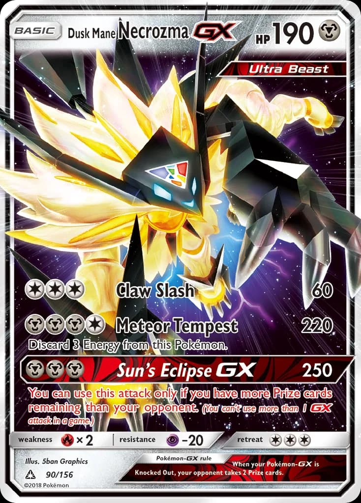 Ultra Prism Dusk Mane Necrozma-GX card front, 90/156