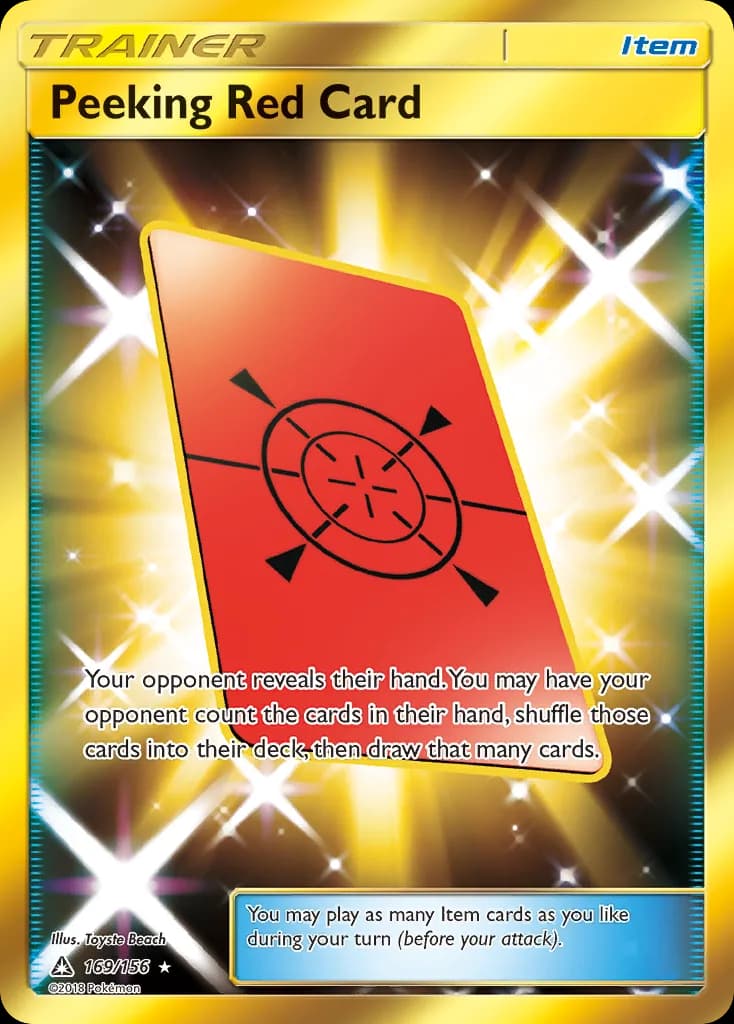 Ultra Prism Peeking Red Card card front, 169/156