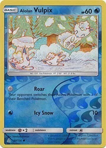 Alolan Vulpix reverse holo card front, Ultra Prism 30/156