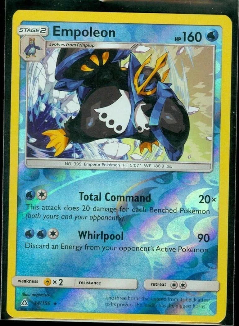 Empoleon reverse holo card front, Ultra Prism 34/156