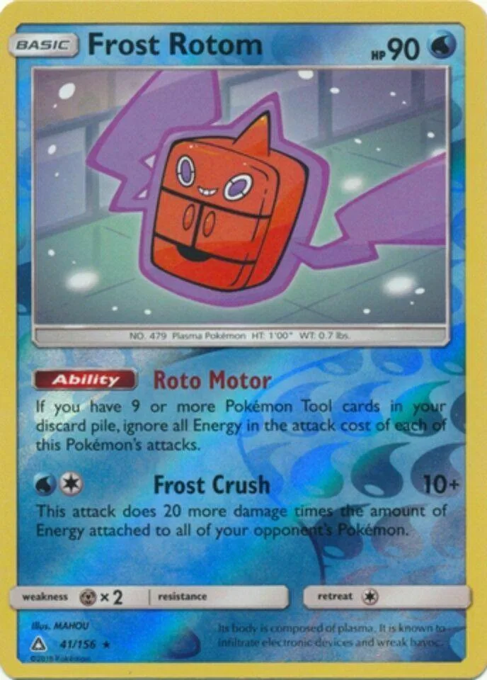 Frost Rotom reverse holo card front, Ultra Prism 41/156