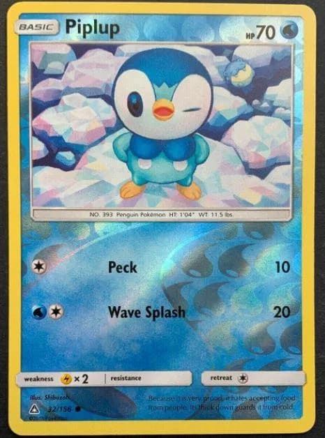 Piplup reverse holo card front, Ultra Prism 32/156
