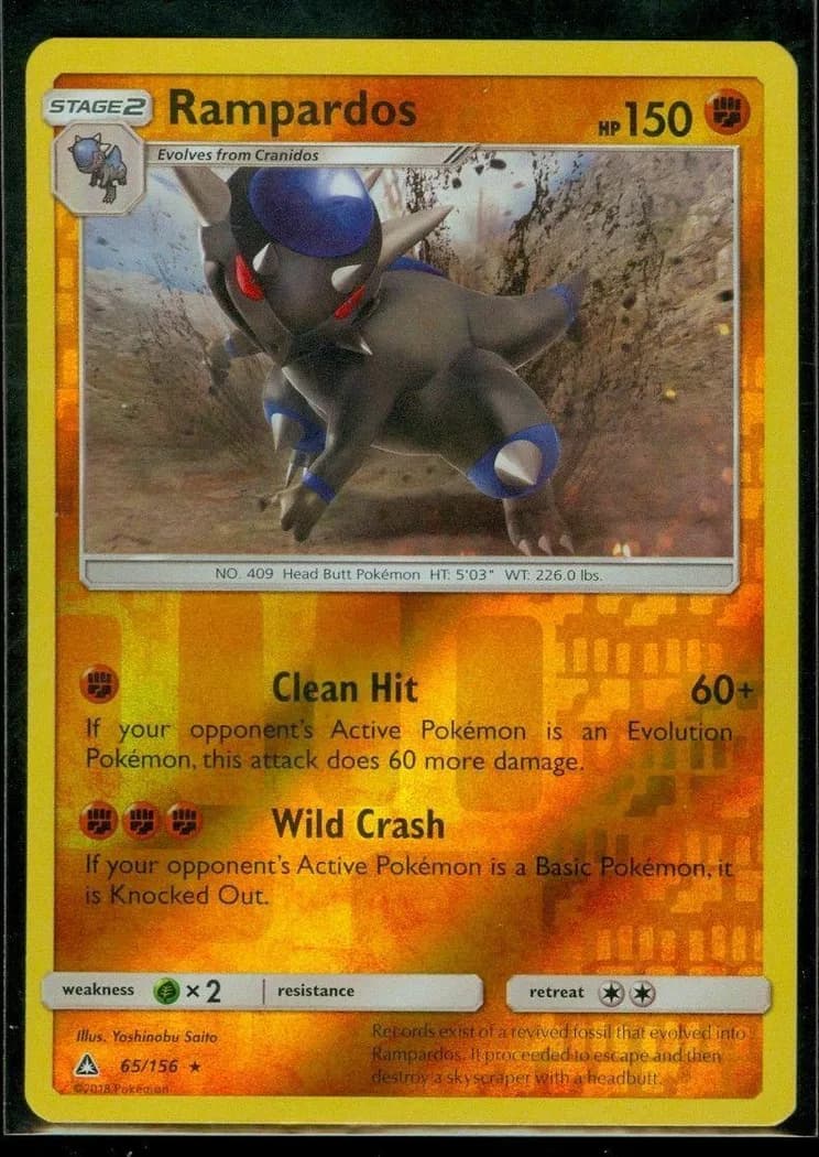 Rampardos reverse holo card front, Ultra Prism 65/156