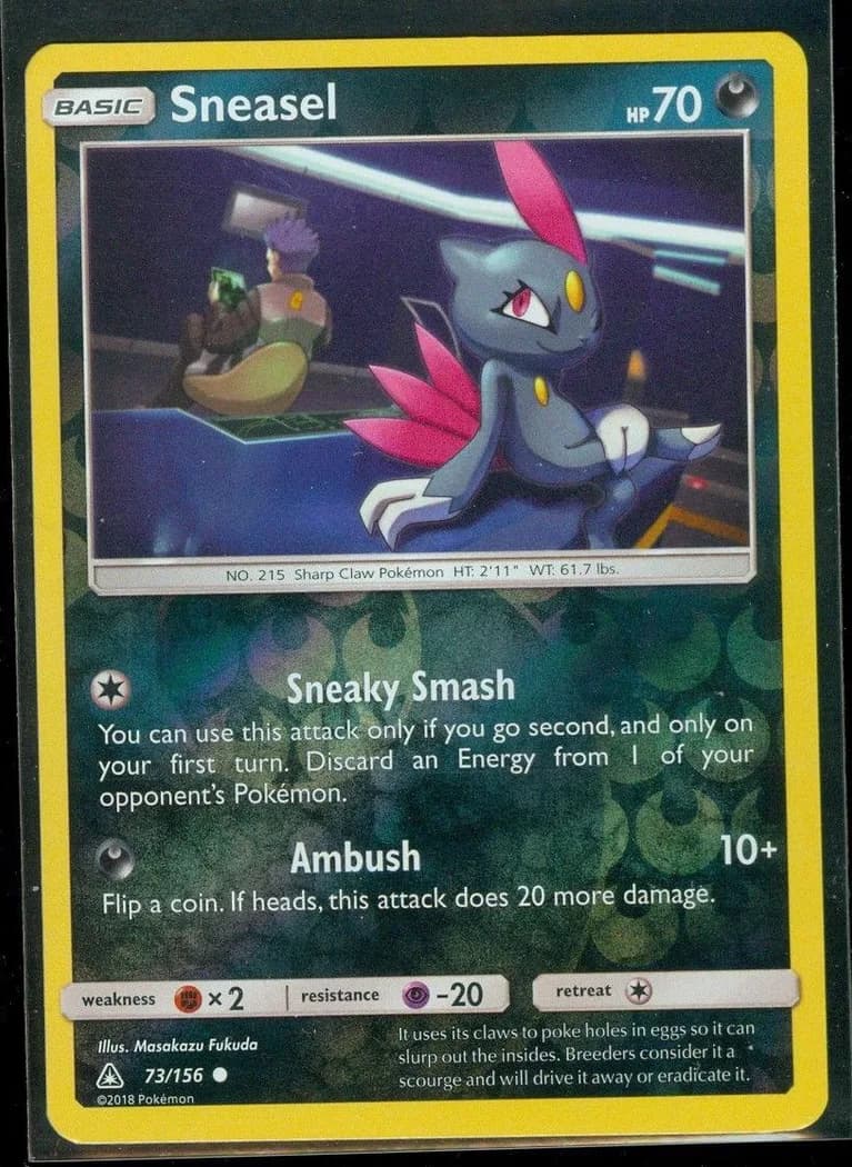 Sneasel reverse holo card front, Ultra Prism 73/156