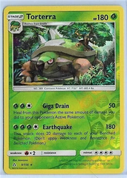 Torterra reverse holo card front, Ultra Prism 9/156