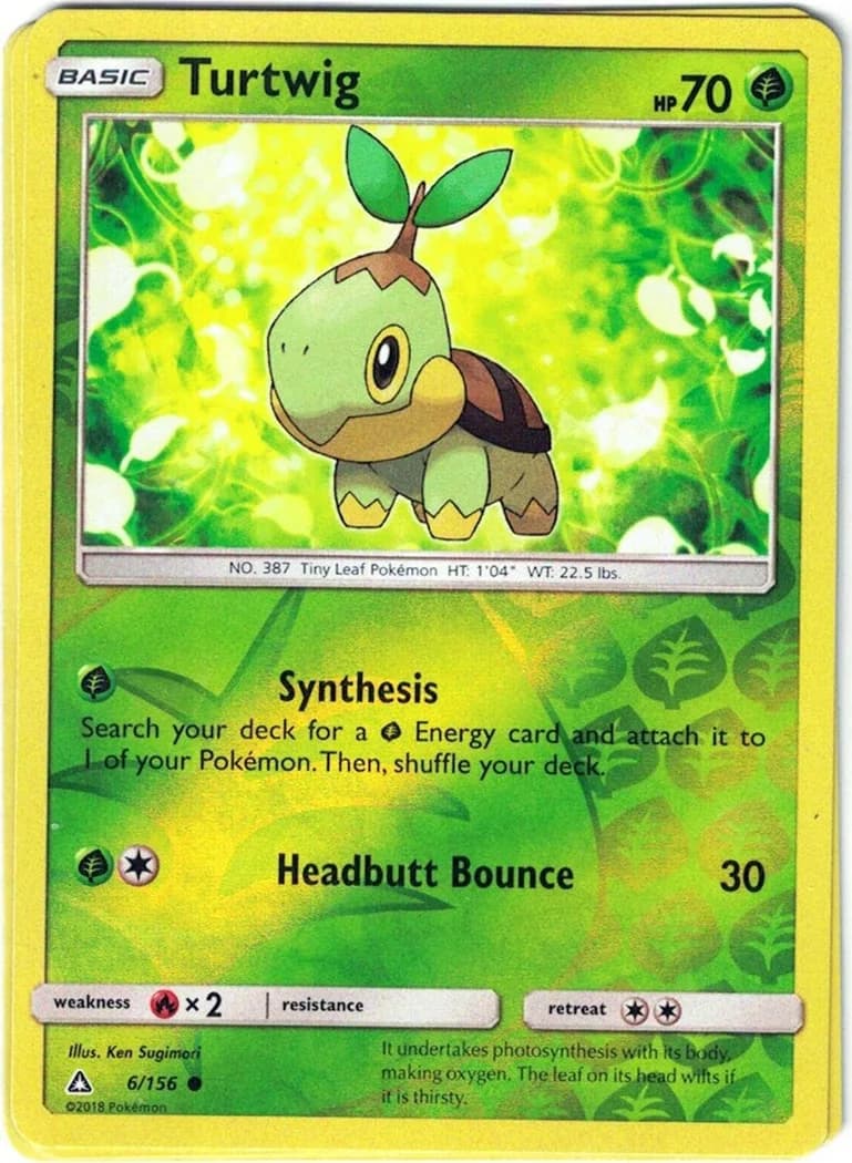 Turtwig reverse holo card front, Ultra Prism 6/156