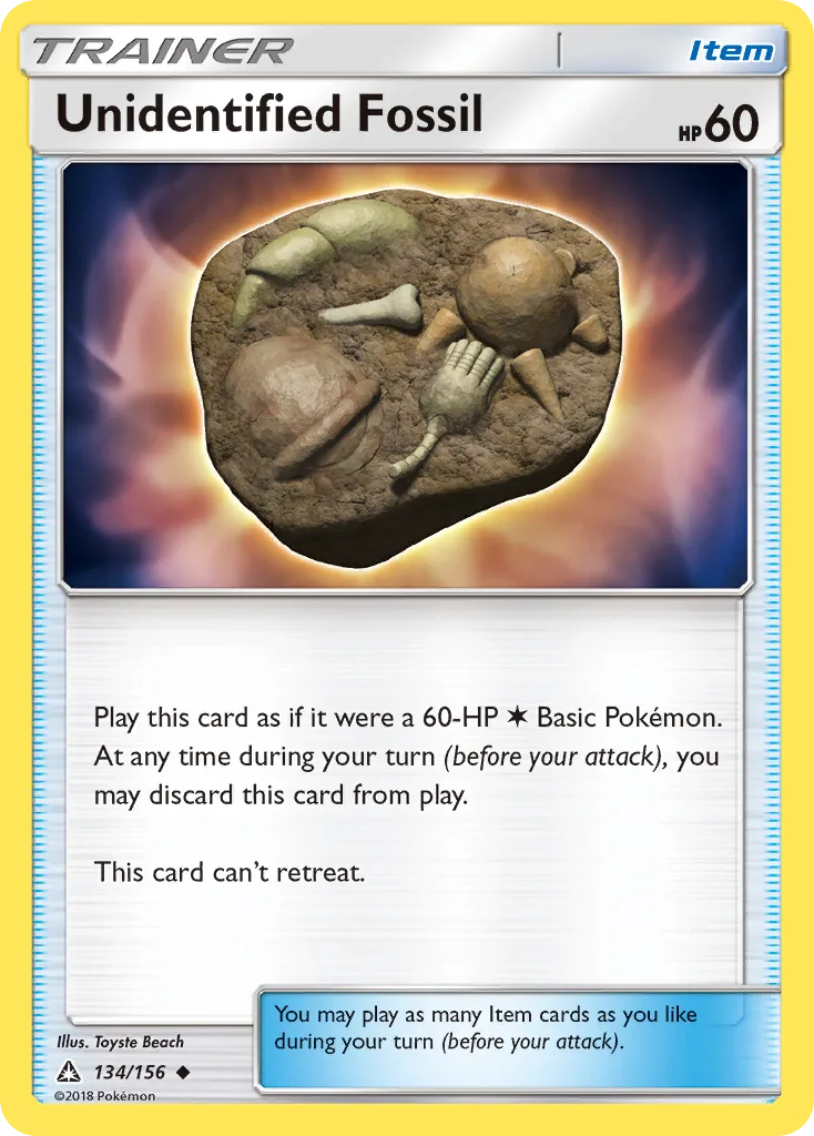 Ultra Prism Unidentified Fossil card front, 134/156