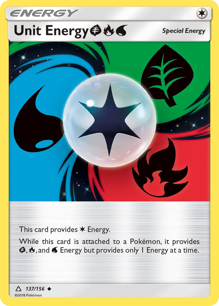 Ultra Prism Unit Energy GrassFireWater card front, 137/156