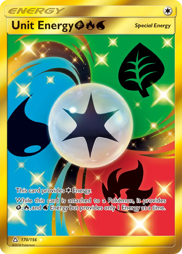 Ultra Prism Unit Energy GrassFireWater card front, 170/156