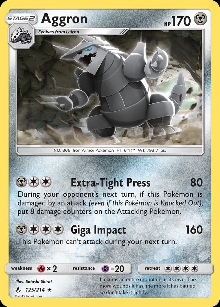 Unbroken Bonds Aggron card front, 125/214