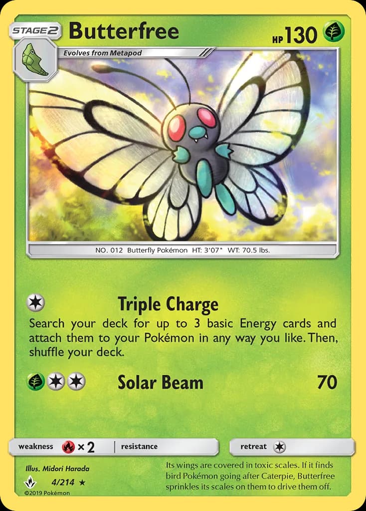 Unbroken Bonds Butterfree card front, 4/214