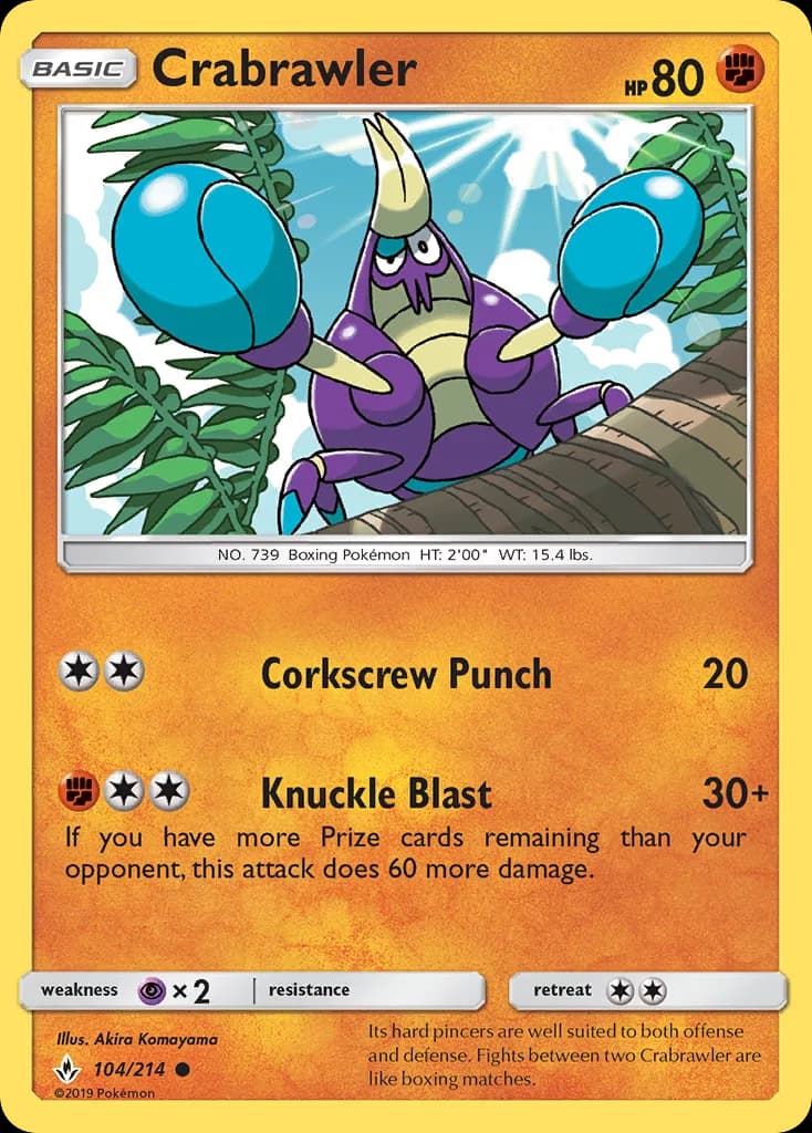 Unbroken Bonds Crabrawler card front, 104/214