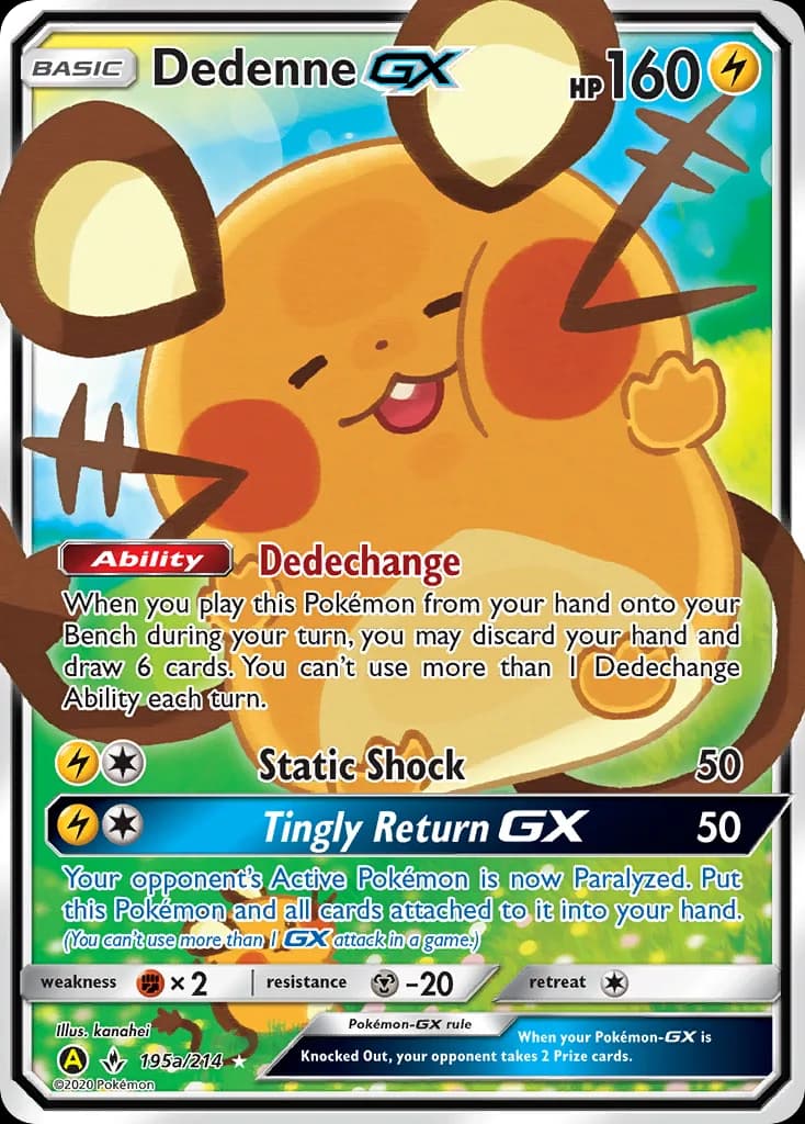 Unbroken Bonds Dedenne-GX card front, 195a/214