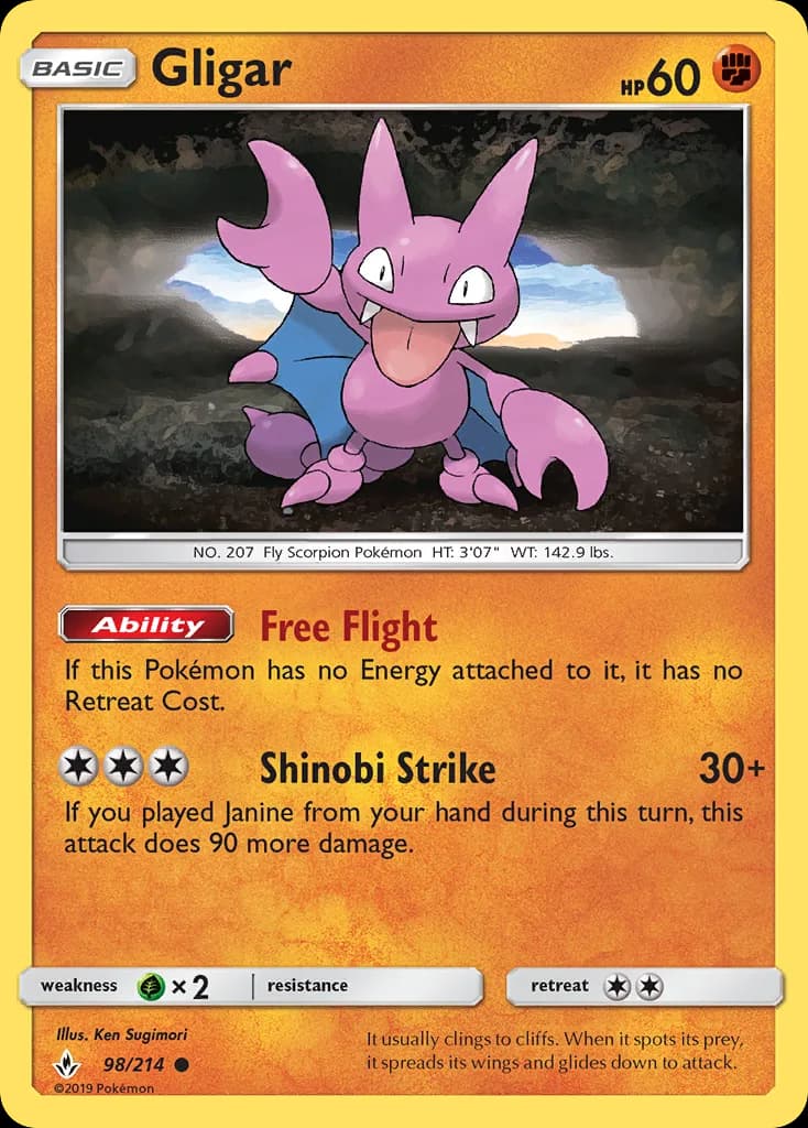 Unbroken Bonds Gligar card front, 98/214