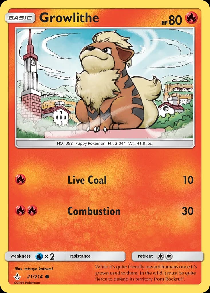 Unbroken Bonds Growlithe card front, 21/214