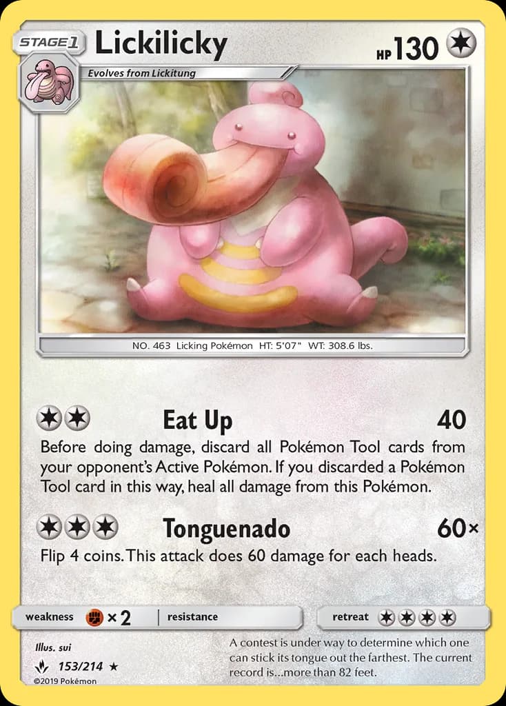 Unbroken Bonds Lickilicky card front, 153/214