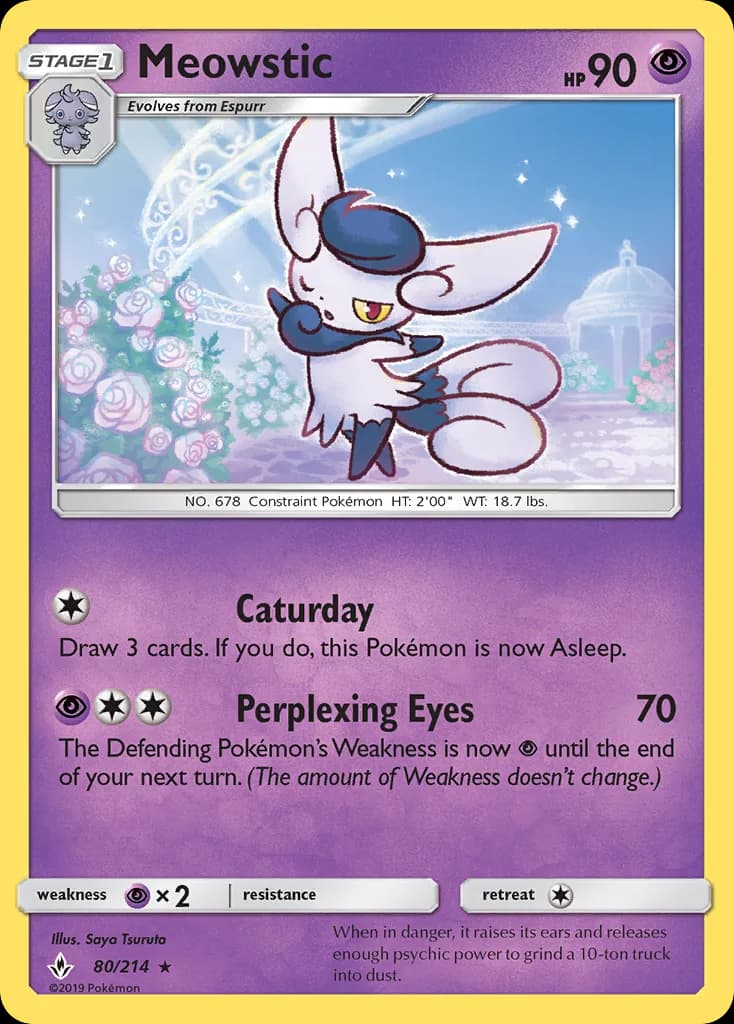 Unbroken Bonds Meowstic card front, 80/214