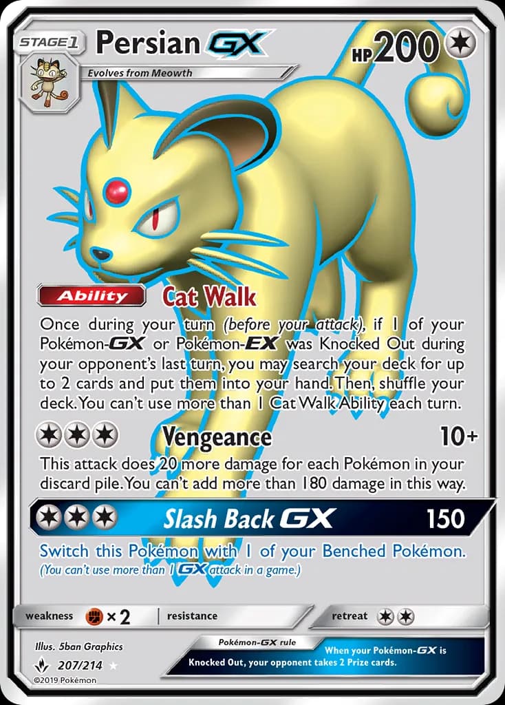 Unbroken Bonds Persian-GX card front, 207/214