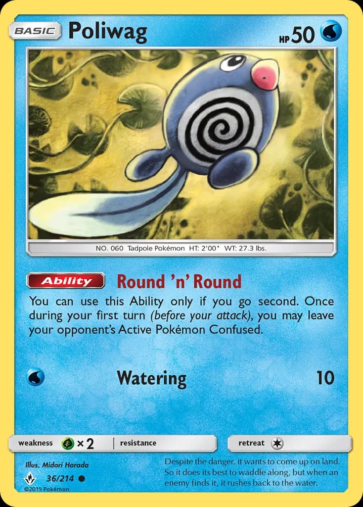 Unbroken Bonds Poliwag card front, 36/214