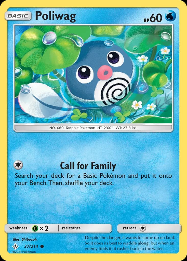 Unbroken Bonds Poliwag card front, 37/214
