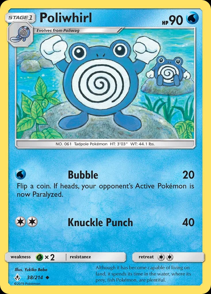 Unbroken Bonds Poliwhirl card front, 38/214