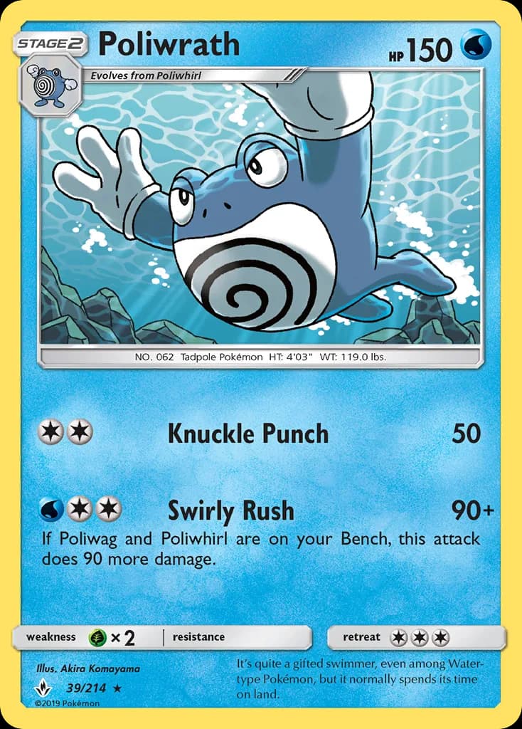 Unbroken Bonds Poliwrath card front, 39/214