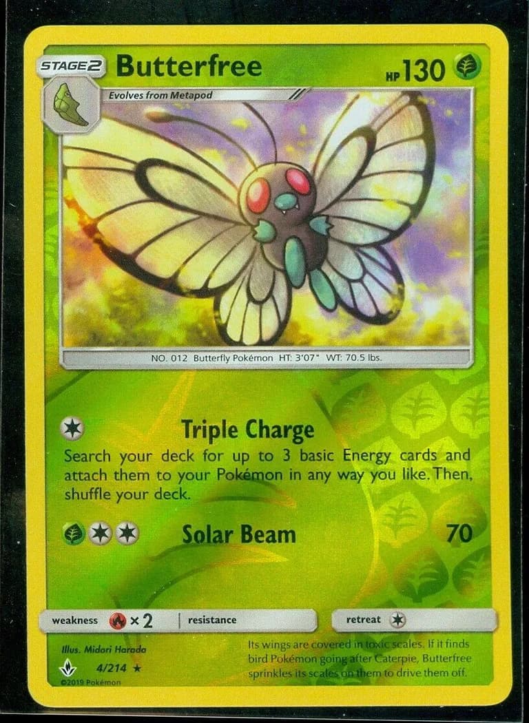 Butterfree reverse holo card front, Unbroken Bonds 4/214