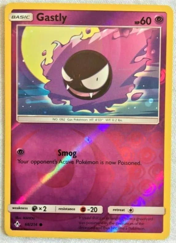 Gastly reverse holo card front, Unbroken Bonds 68/214